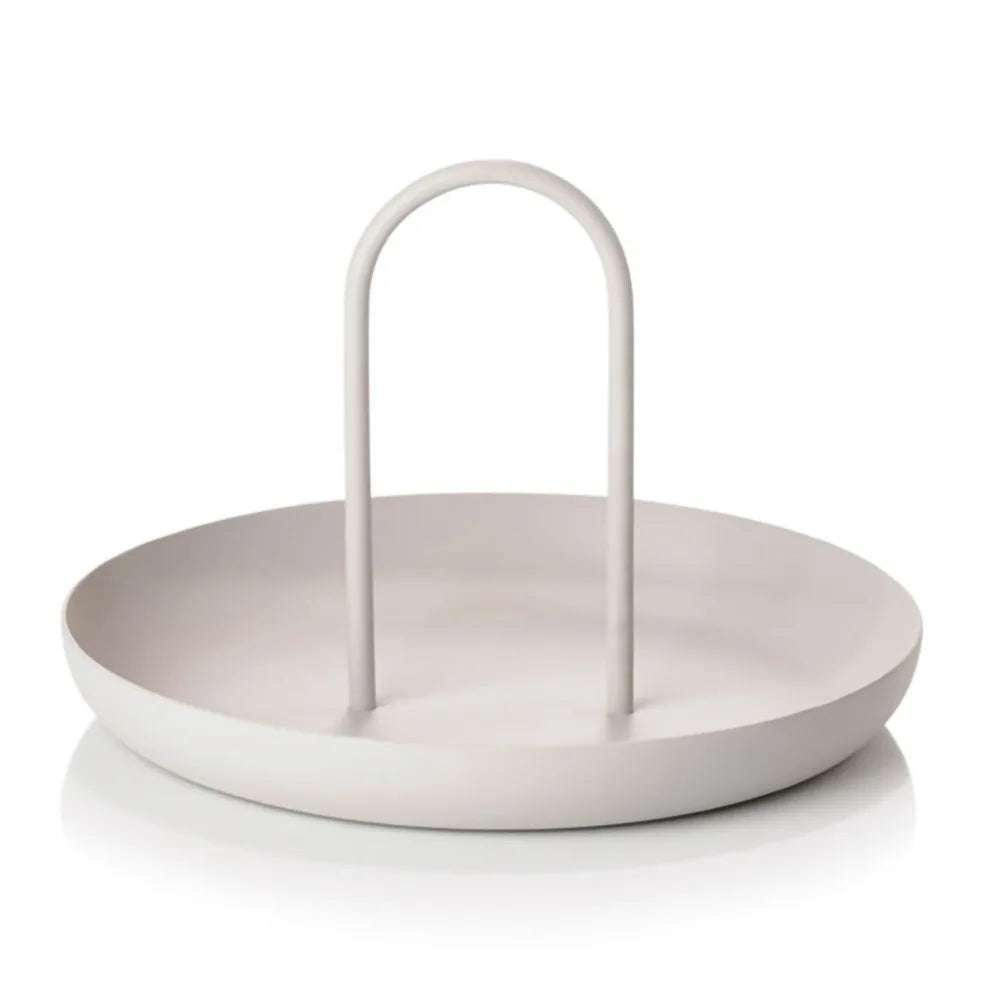 Aluminum Alloy Round Serving Tray with Handle | Modern Metal Tray