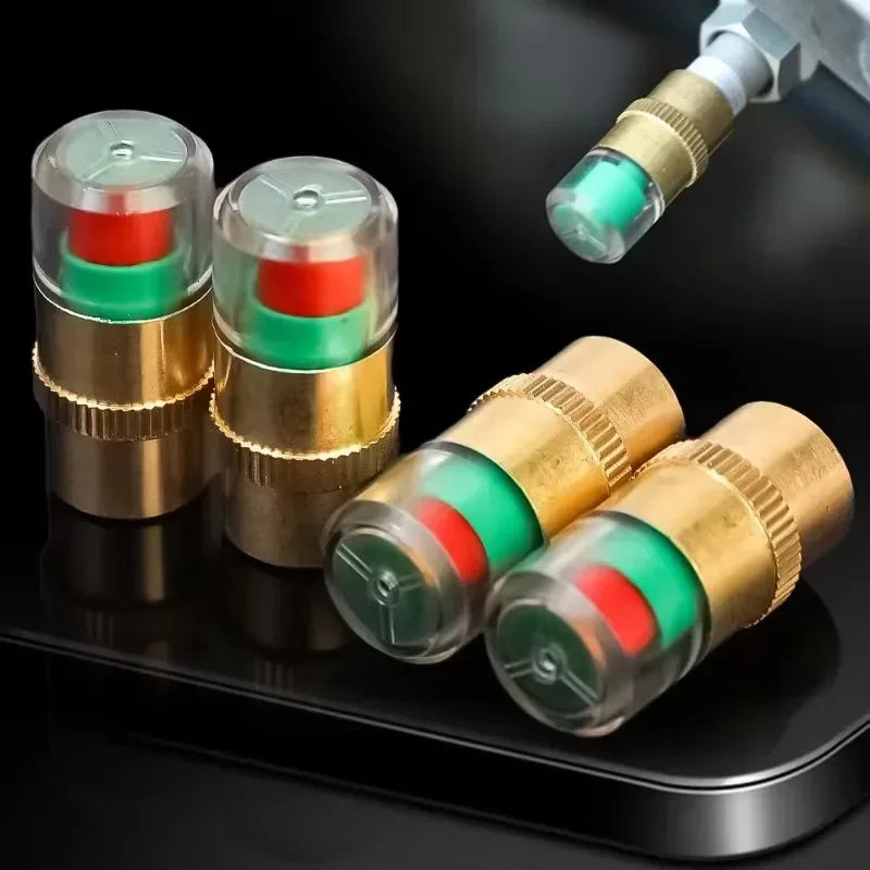 Tire Pressure Indicator Valve Caps – Color Alert, 1 or 8 Pack