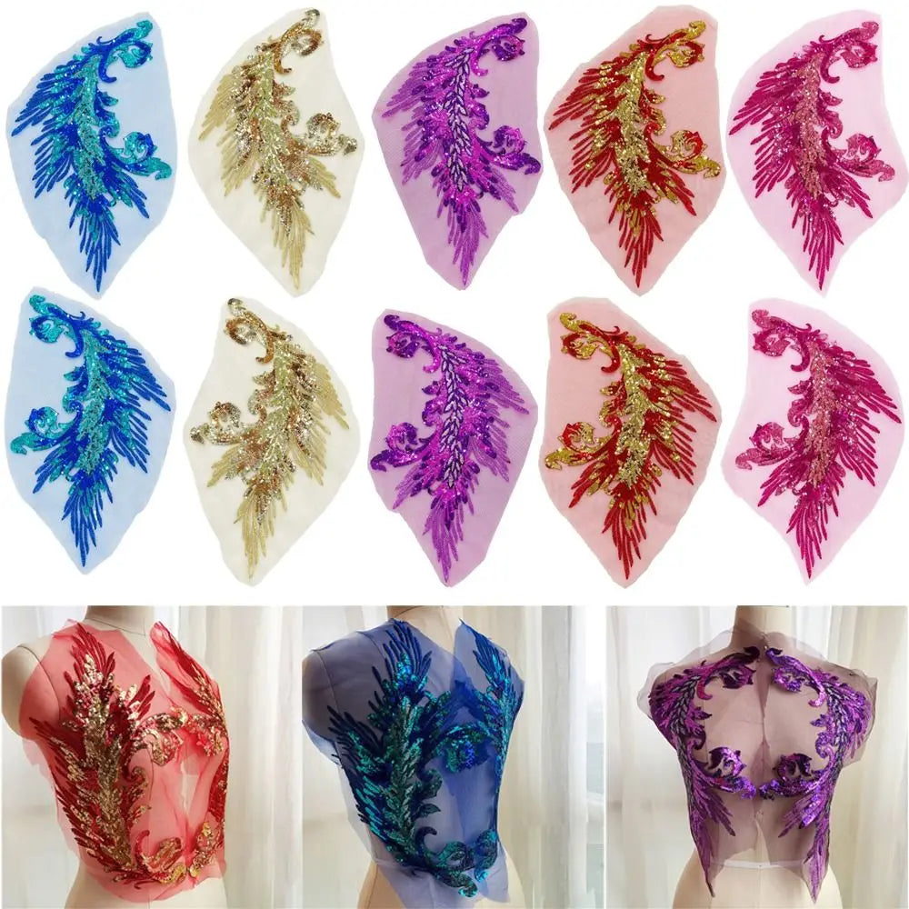 Sequin Phoenix Feather Embroidery Patch – DIY Sew-On Appliqué