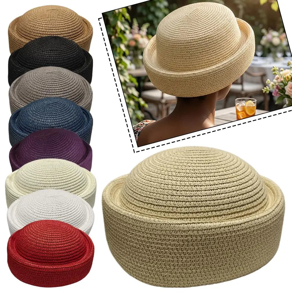 Women's Straw Pillbox Hat – Retro Japanese Painter Beret Style