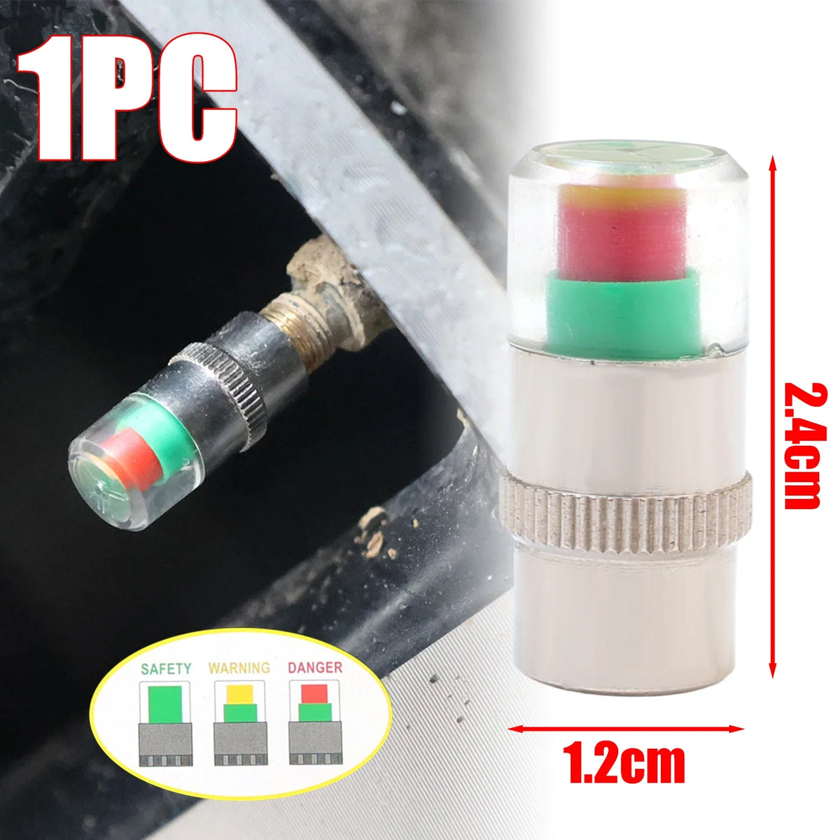 Tire Pressure Valve Caps Color Indicator 4-Pack | Car SUV Truck