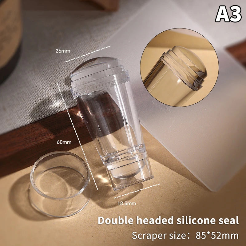 Silicone Nail Art Stamping Kit – Plate, Scraper & DIY Manicure