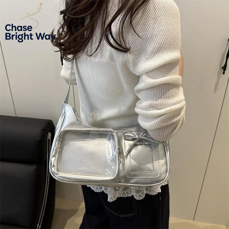 Transparent Ita Bag – Y2K Harajuku PU Crossbody Shoulder Bag