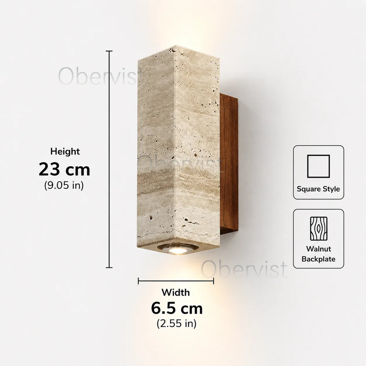 Yellow Travertine Wall Sconce – Vintage Wood Accent Bedside Lamp