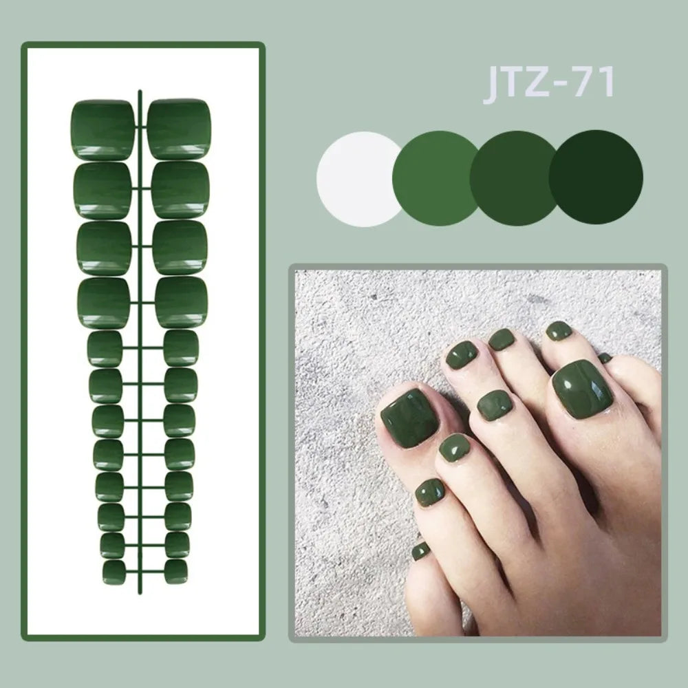 24-Pack Press-On Fake Toenails – Full Cover Acrylic Tips