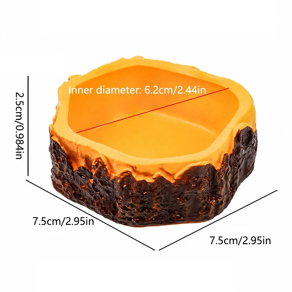 Reptile Feeding Bowl – Tree Stump Faux Stone Terrarium Basin