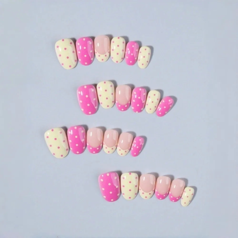 3D Floral Press-On Nails with Pearl Gel Design – 24 Pcs