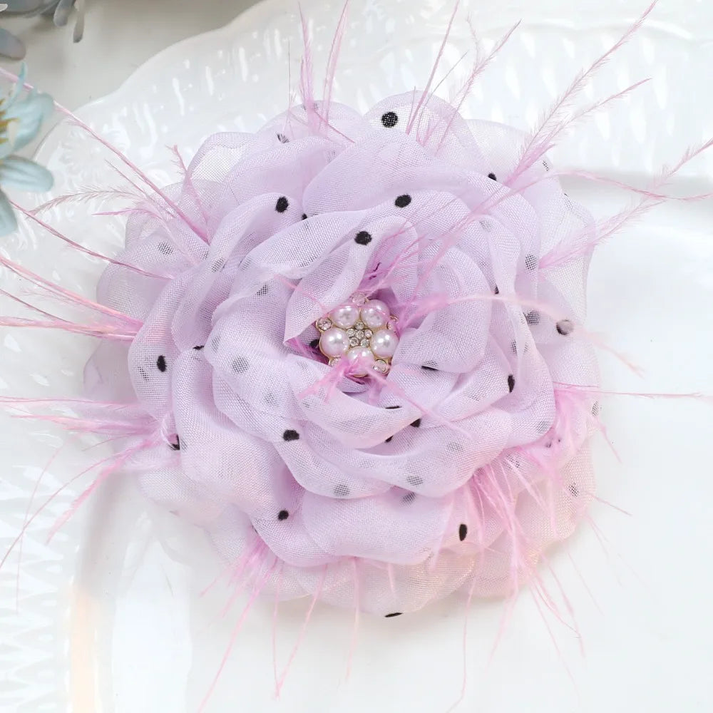 Polka Dot Organza Camellia Flower Appliqué – Pearl DIY Craft