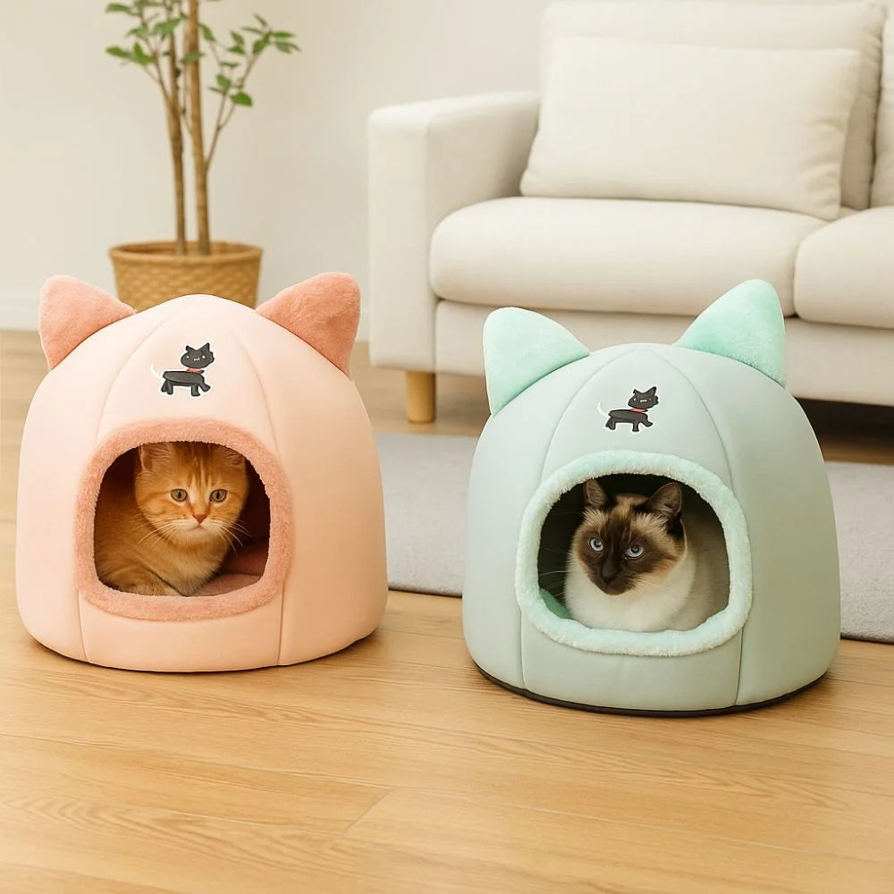 Pumpkin Cat Bed – Cozy Enclosed Pet Cave for Cats & Small Dogs