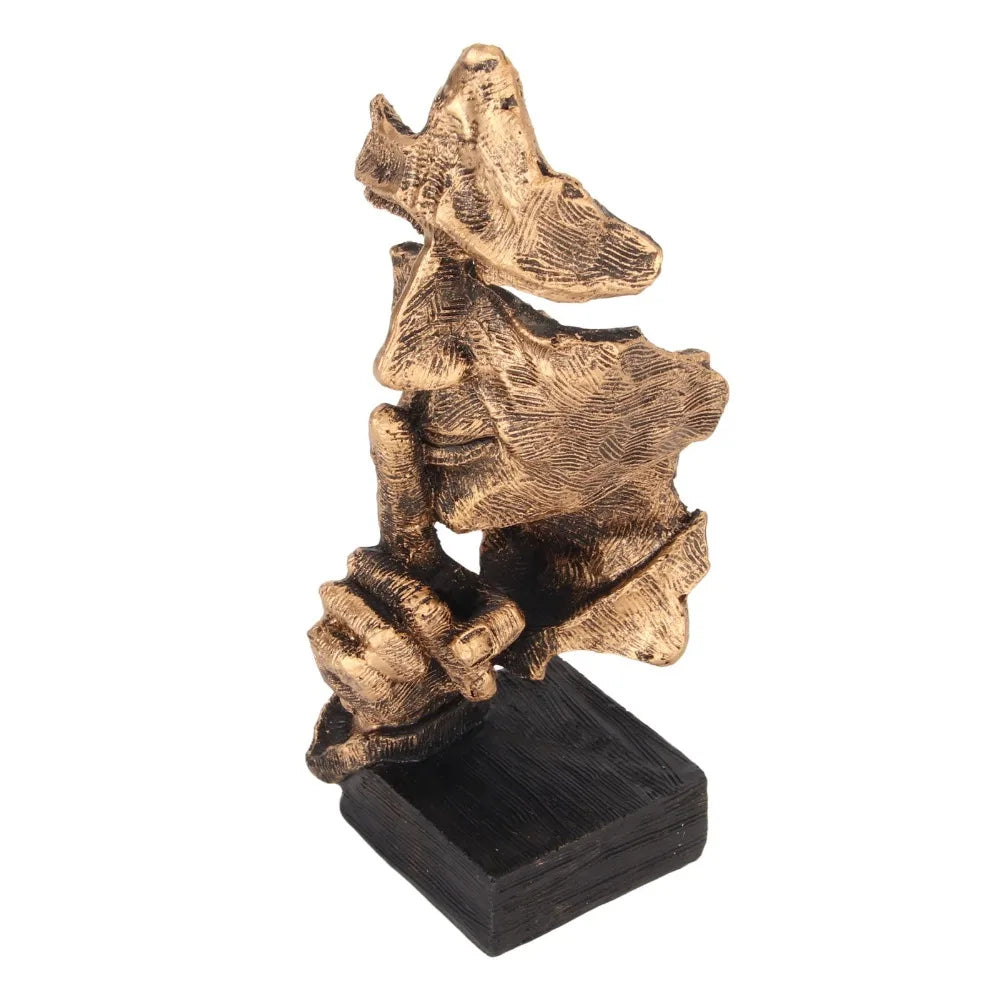 Silence Is Gold Antique Resin Abstract Figurine Statue 17cm