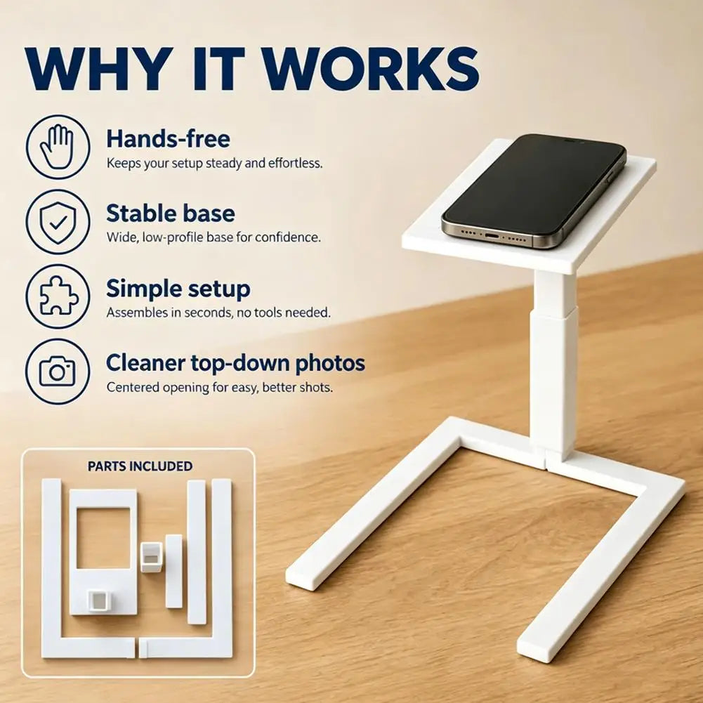 Overhead Phone Stand – Top-Down Photography Bracket for Desk