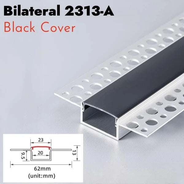 Recessed LED Aluminum Channel Profile Black Diffuser | Khelse
