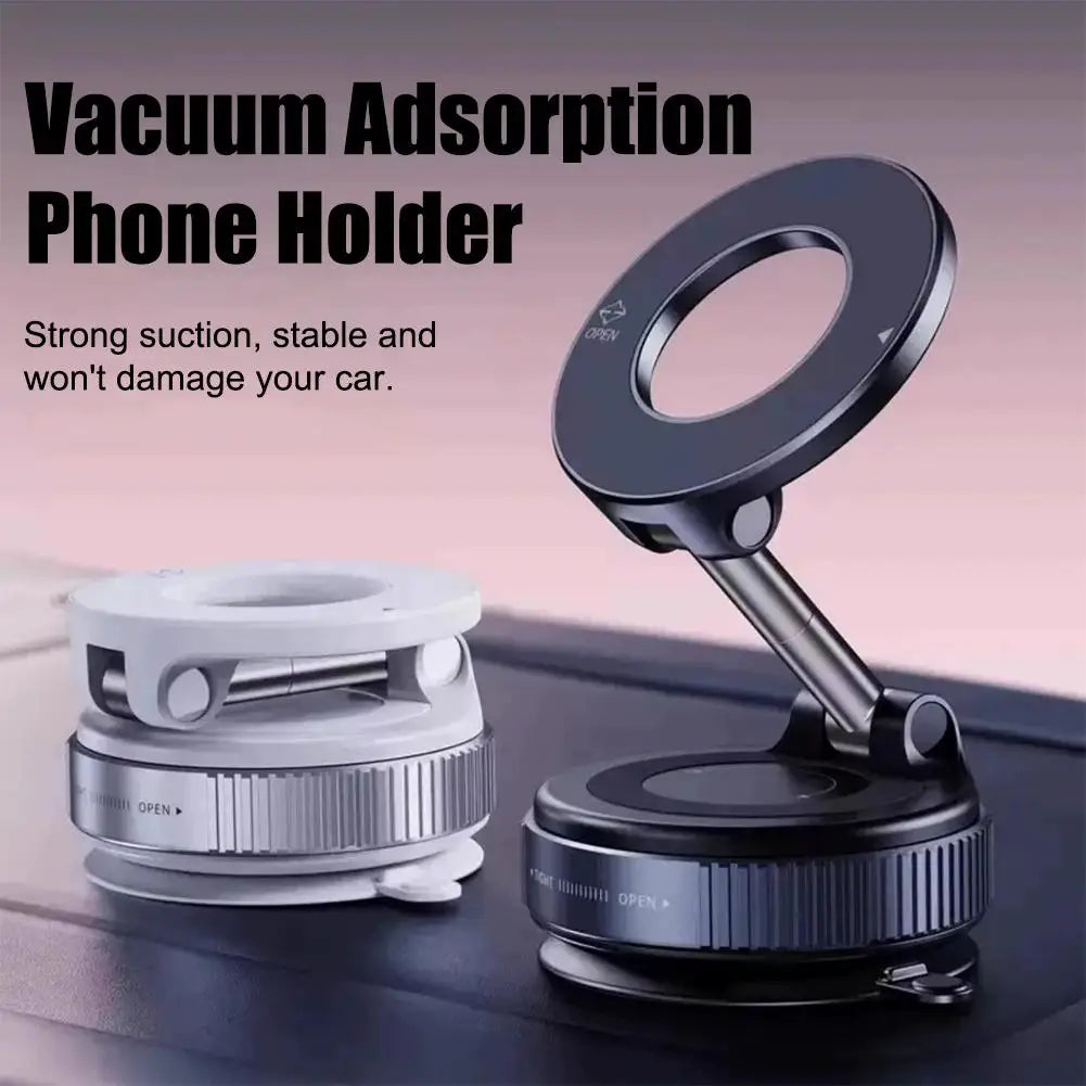 Magnetic Vacuum Car Phone Mount – 360° Rotating Suction