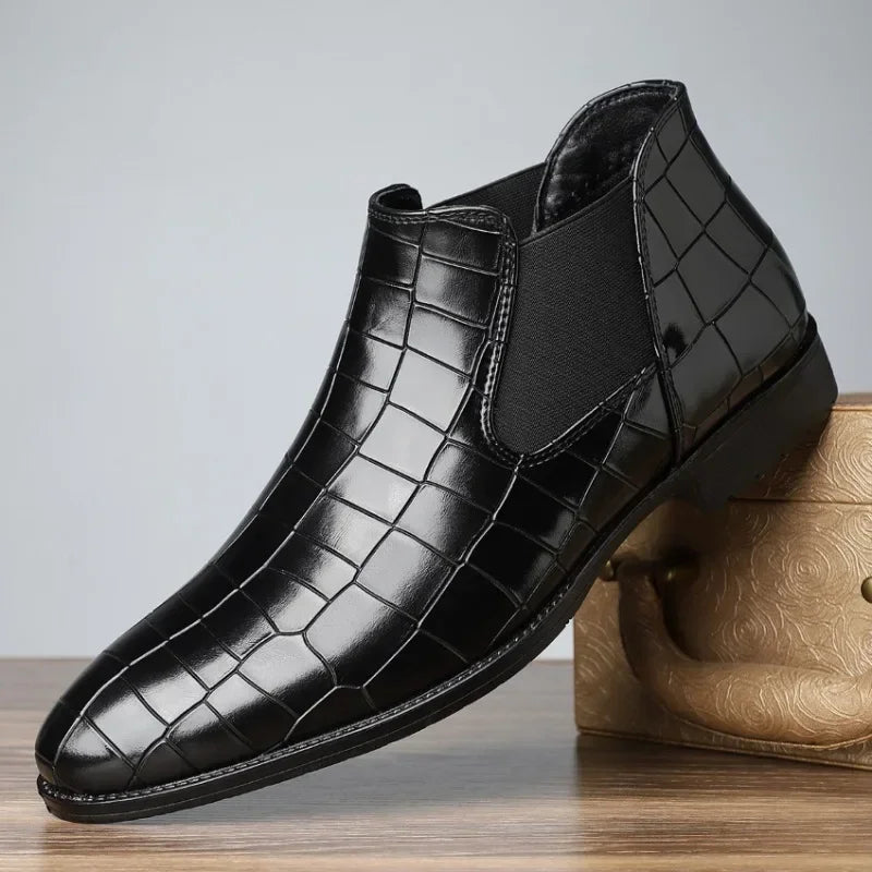 LEDP Men's Pointed-Toe Chelsea Boots – Slip-On Dress Ankle Boot