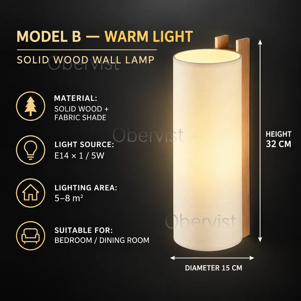 Rustic Solid Wood Fabric Shade Wall Sconce | Wabi Sabi Lamp