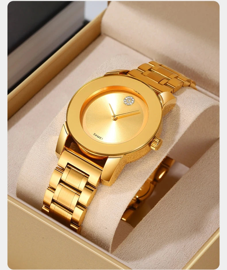 Women's Elegant Quartz Watch – Light Luxury Stainless Steel