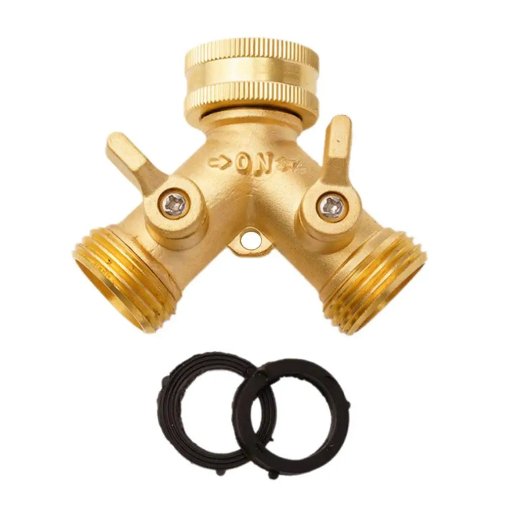 Brass 3/4" Y-Shape Garden Hose Splitter – 2-Way Tap Connector
