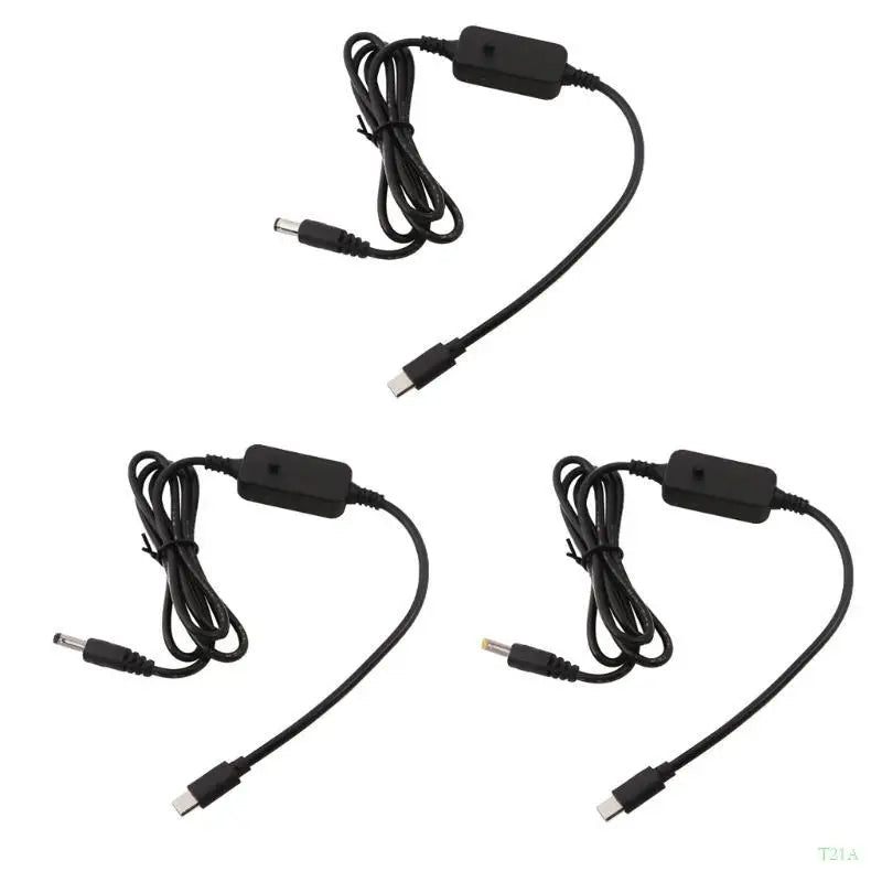 USB-C to 5.5x2.5mm Adjustable Voltage Cable | LED Display