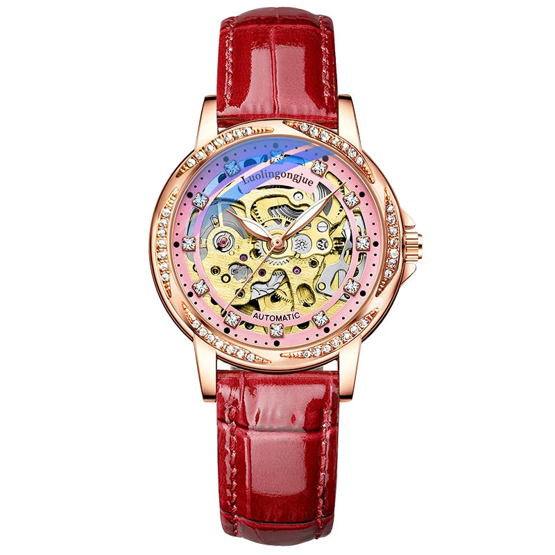 Women's Hollow-Out Automatic Mechanical Watch – Luminous & Waterproof