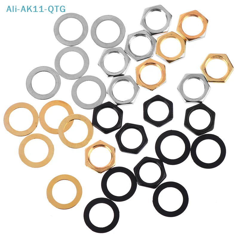 5-Pack Guitar Jack Socket Nuts & Washers – Metal Parts