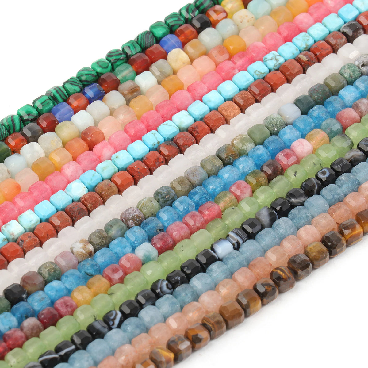 Tiger Eye Faceted Cube Beads 5mm – Natural Stone Spacer Strand
