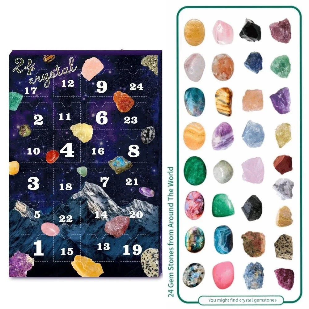 Christmas Crystal Gemstone Advent Calendar – 24-Grid Blind Box