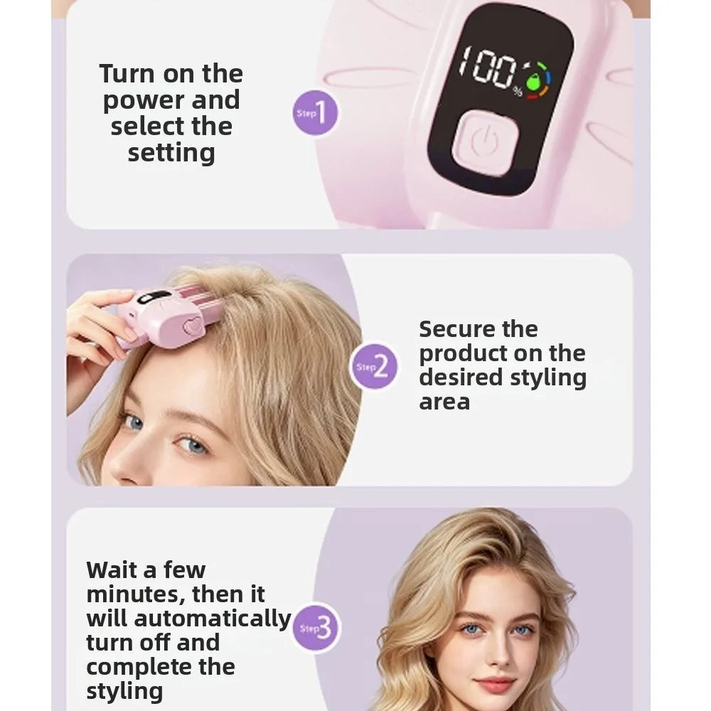 Rechargeable Heated Volumizing Hair Clip – LCD, Cordless Styling