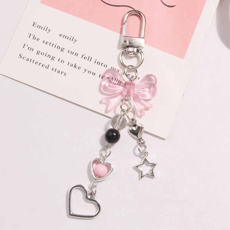 Goth Y2K Phone Charm Keychain – Bow Heart Star Kawaii Pendant
