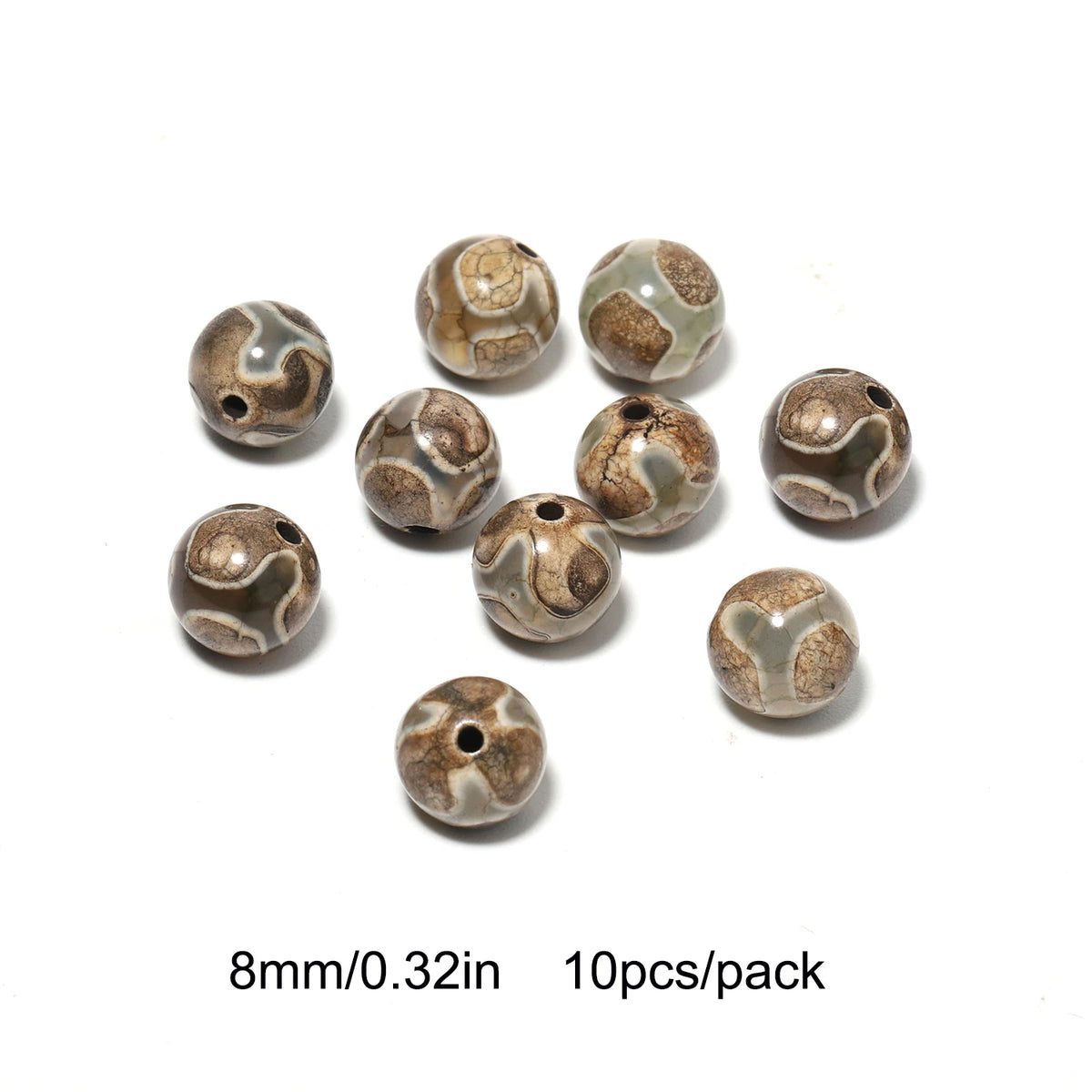 Tibetan Dzi Agate Natural Stone Round Beads – DIY Jewelry