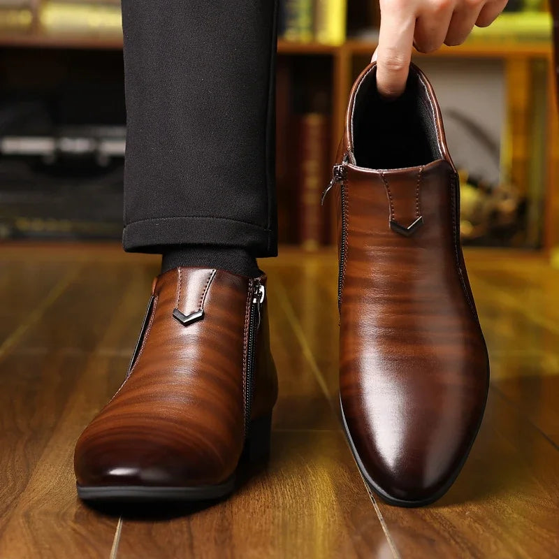 Men's Retro Ankle Chelsea Boots – Zipper High-Top Leather