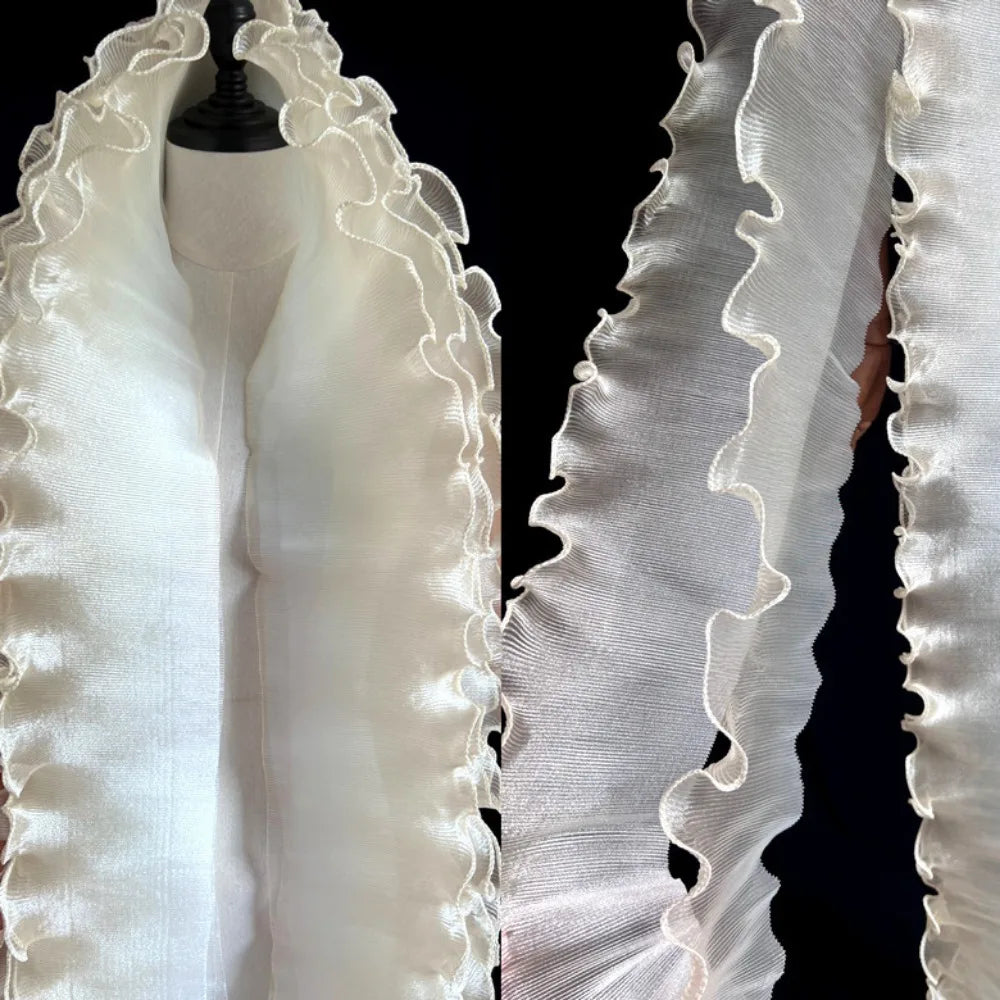 2-Yard Flounce Wave Lace Fabric 12cm – Gradient Mesh Organza