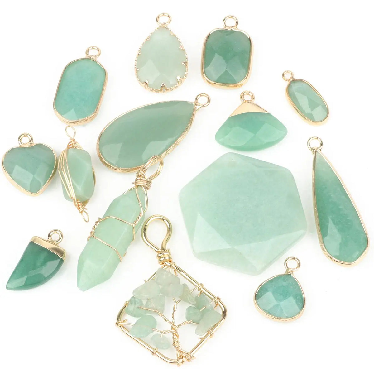 Natural Green Aventurine Stone Pendant Charm | DIY Jewelry