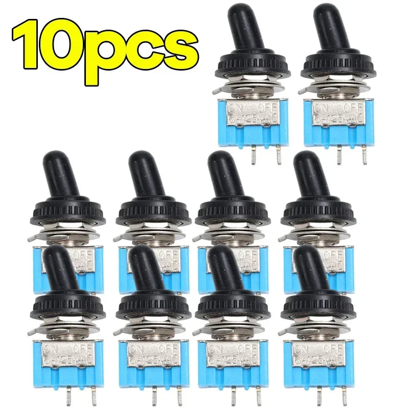 MT-S101 Mini Toggle Switch 2-Pin ON/OFF 3A 125VAC Waterproof Cap