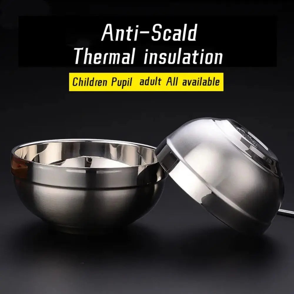 304 Stainless Steel Double-Wall Kids Bowl | Anti-Scald Soup Rice