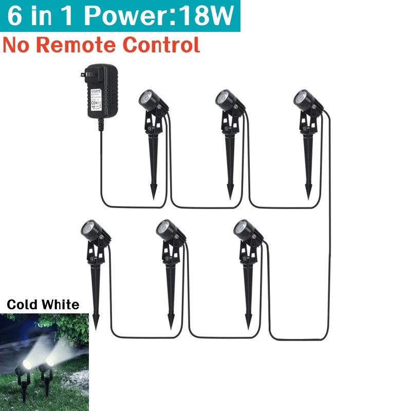 Outdoor RGB LED Lawn Spike Lamp IP65 Remote Control Garden Light