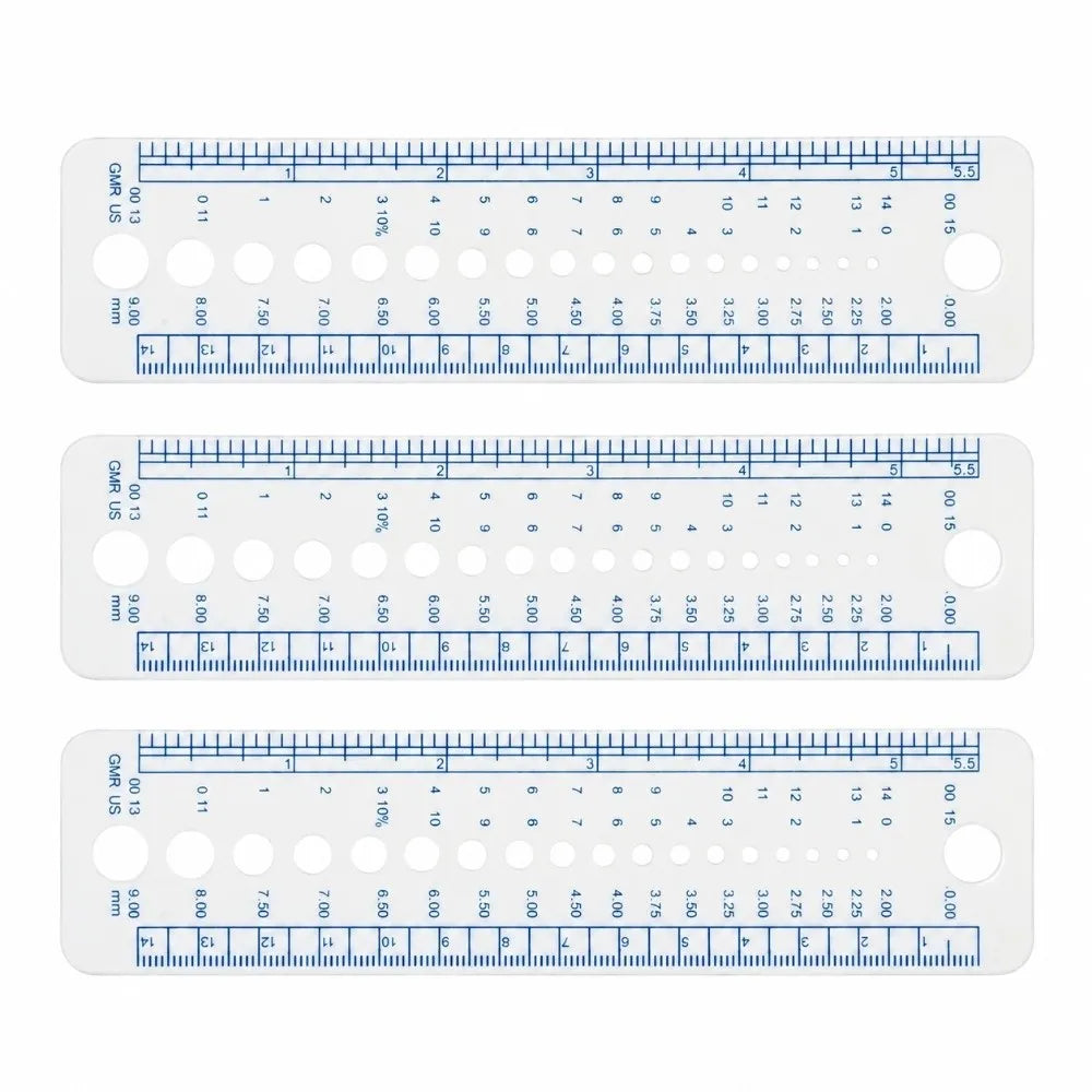 3-Pack Knitting Needle Gauge Ruler & Circle Template Set