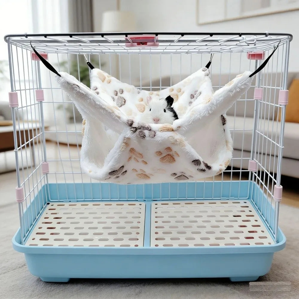 Double-Layer Plush Hamster Hammock – Warm Hanging Cage Bed