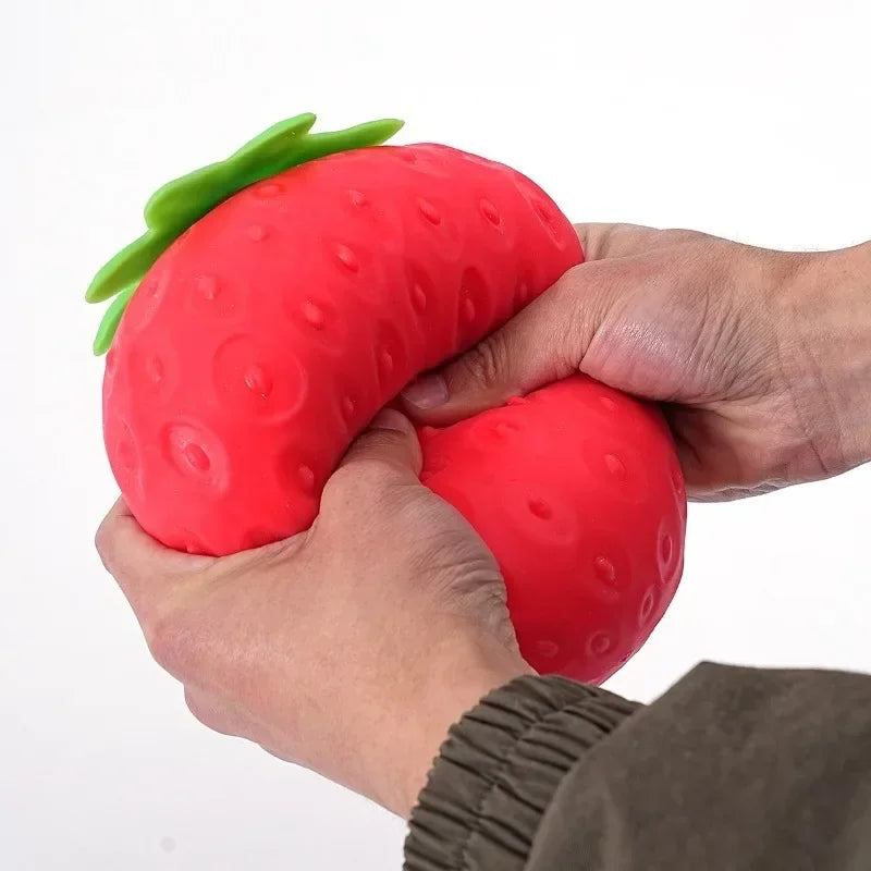 Giant Strawberry Squishy Fidget Toy – Extra Large Slow Rising TPR