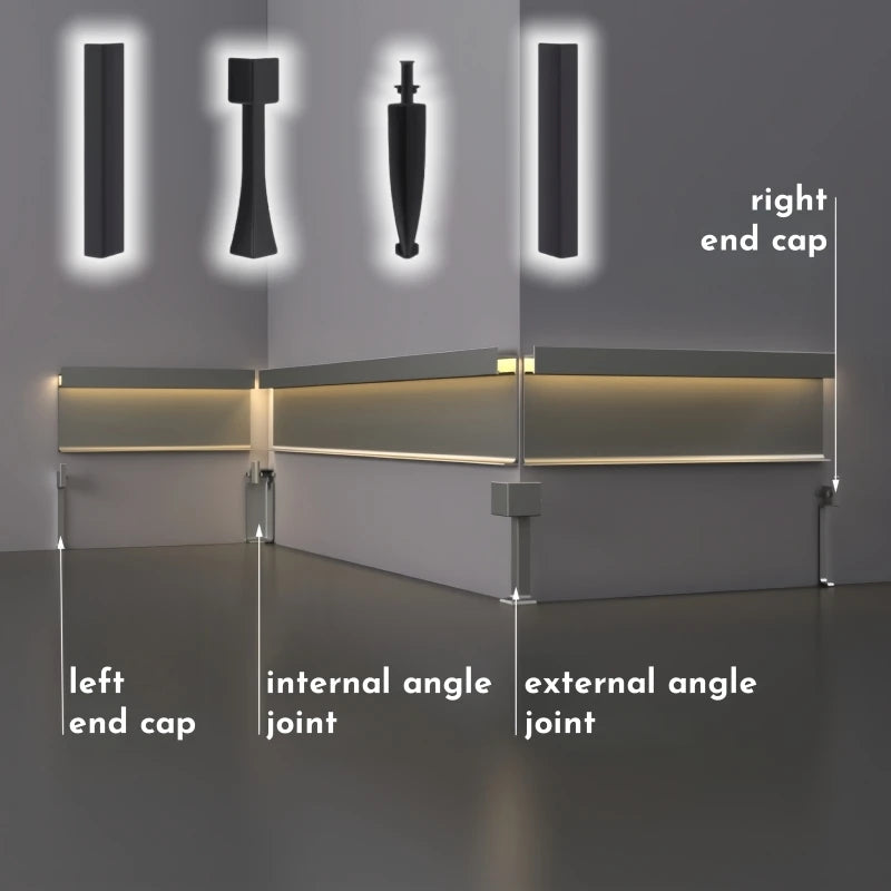 Ultra-Thin Recessed LED Skirting Baseboard Aluminum Profile 150mm