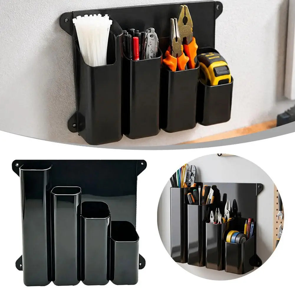 Wall-Mounted Zip Tie Storage Rack – 4-Pocket Cable Organizer