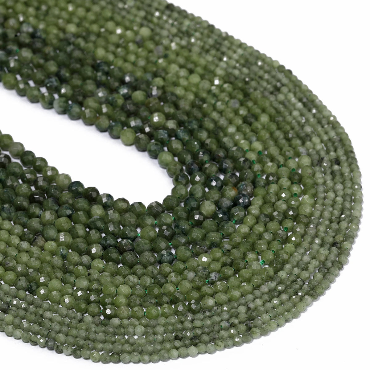 South Jade Stone Beads 2/3/4mm Faceted Round Spacer Beads