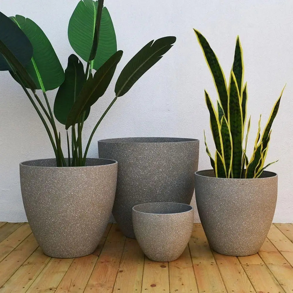 Frosted Plastic Bonsai Pot – Imitation Stone Succulent Planter