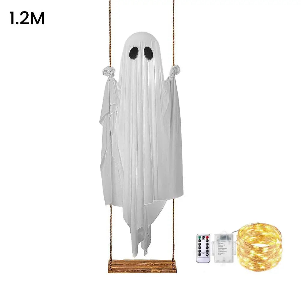 Large Hanging Swing Ghost Halloween Decoration | LED Lights