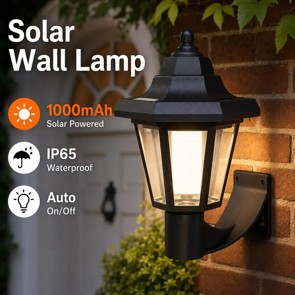 Retro Solar Wall Light IP66 Waterproof Outdoor Garden Lamp