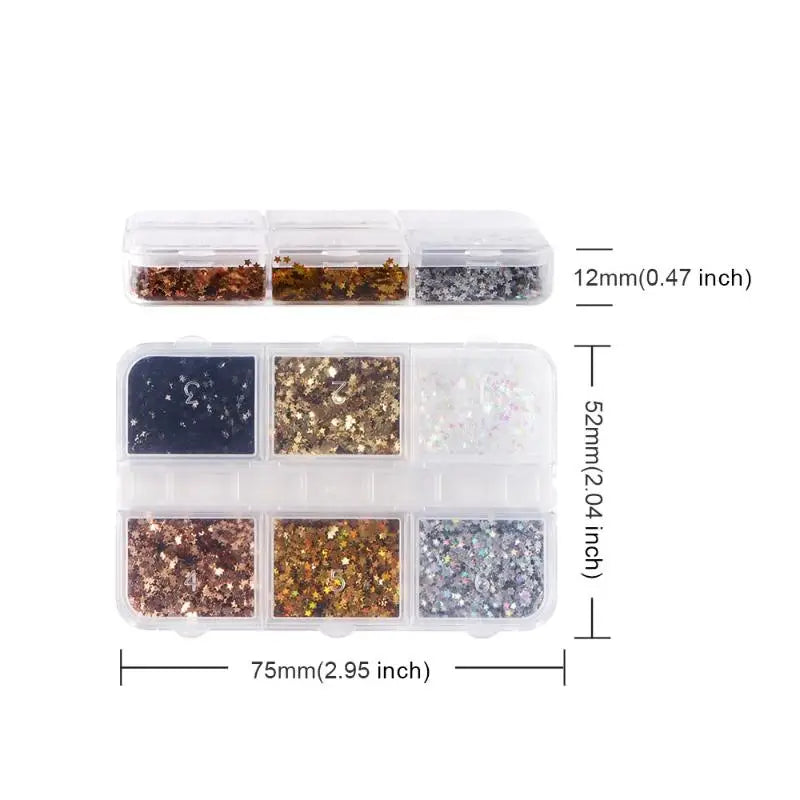 1mm Star Nail Glitter – 6-Color Pentagram DIY Nail Art Sequins