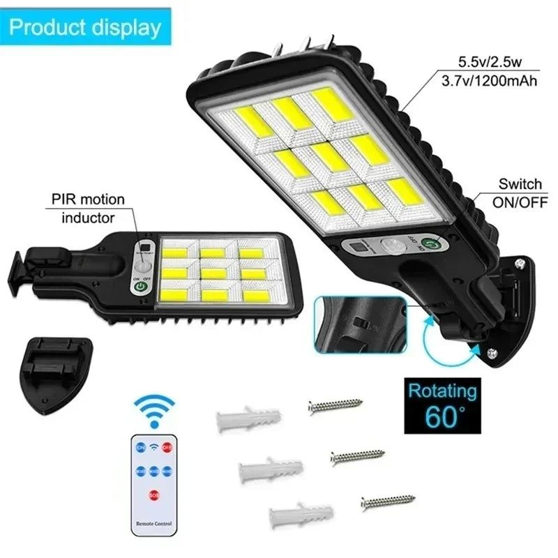 Solar Wall Light PIR Motion Sensor 3 Modes IP65 Outdoor LED