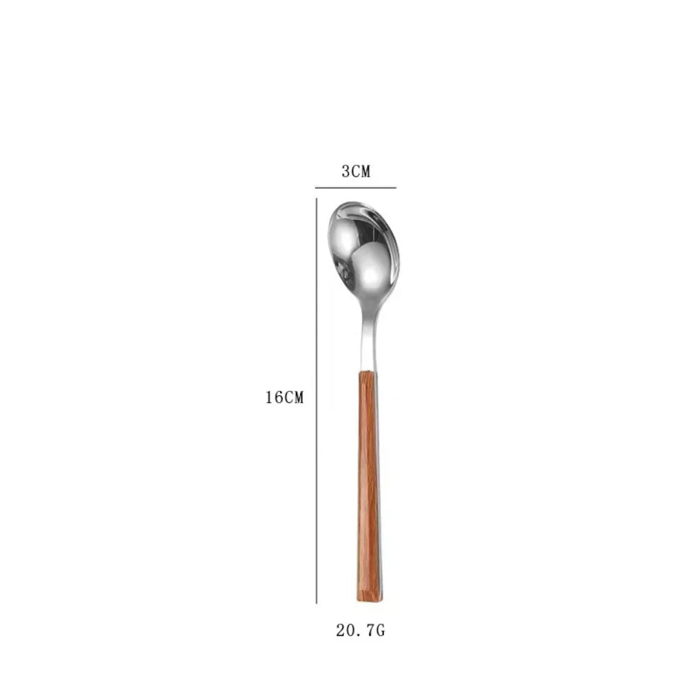 Wood Grain Stainless Steel Cutlery – Spoon Fork Knife Set