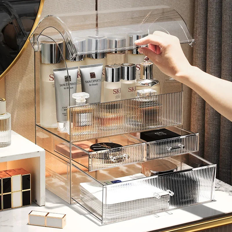 Transparent Acrylic Cosmetics Storage Box – Dustproof Organizer