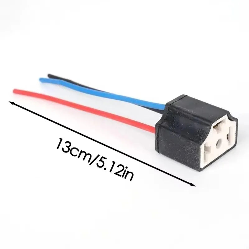 H4 Ceramic Headlight Bulb Socket 3-Hole Wiring Plug – 2 Pack