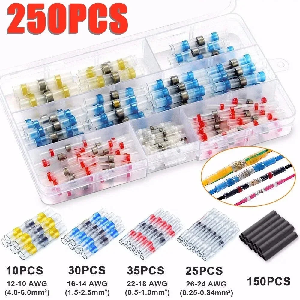 Waterproof Heat Shrink Solder Wire Connectors 50–300 Pc Set